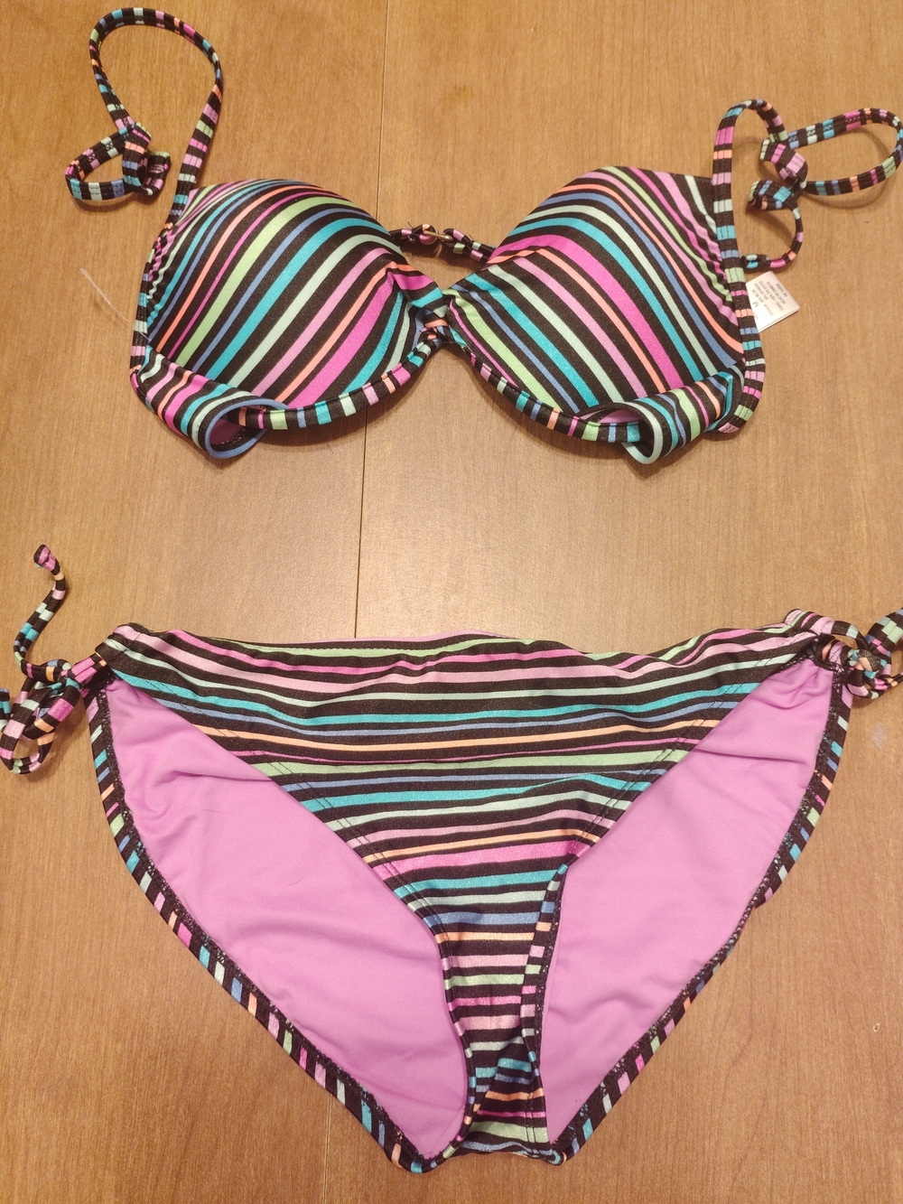 California Waves Multicolor Wave Bikini Set – Top M / Bottom XL